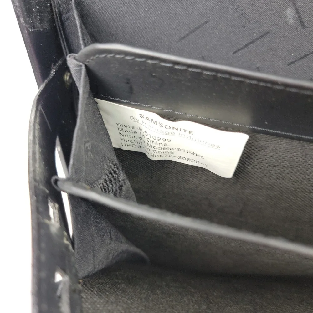 Samsonite Expandable Leather Attache Case Black Briefcase 910295 Combo Lock